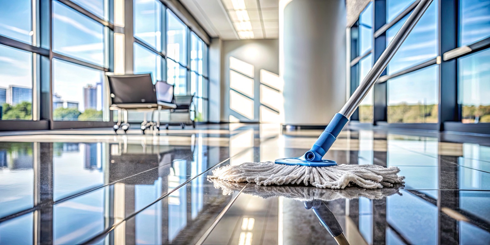 A Cleanest team member wiping down a facility surface
